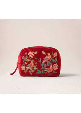 Elizabeth Scarlett Botanical Birds Makeup Bag Rouge - MMJs Fashion
