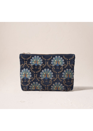 Elizabeth Scarlett Botanical Peacock Everyday Pouch Indigo - MMJs Fashion