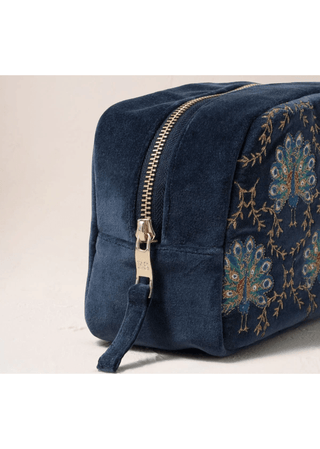 Elizabeth Scarlett Botanical Peacock Makeup Bag Indigo - MMJs Fashion