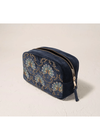 Elizabeth Scarlett Botanical Peacock Makeup Bag Indigo - MMJs Fashion