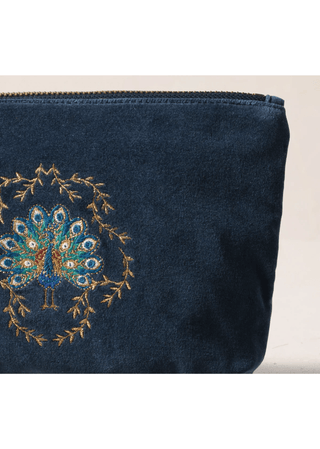 Elizabeth Scarlett Botanical Peacock Mini Pouch Indigo - MMJs Fashion