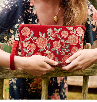Elizabeth Scarlett Camellia Romance Everyday Pouch Cranberry - MMJs Fashion