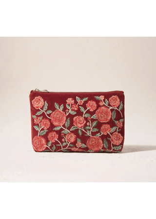 Elizabeth Scarlett Camellia Romance Everyday Pouch Cranberry - MMJs Fashion
