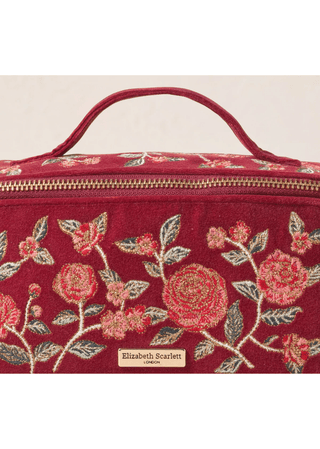 Elizabeth Scarlett Camellia Romance Open Flat Makeup Bag Cranberry - MMJs Fashion