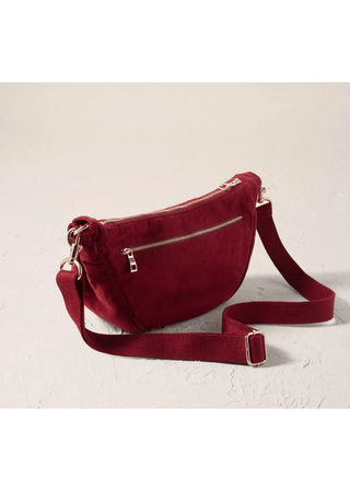 Elizabeth Scarlett Camellia Romance Velvet Crossbody Sling Bag Cranberry - MMJs Fashion