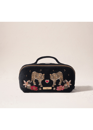 Elizabeth Scarlett Celestial Leopard Open Flat Makeup Bag Charcoal - MMJs Fashion