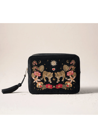 Elizabeth Scarlett Celestial Leopard Wash Bag Charcoal - MMJs Fashion
