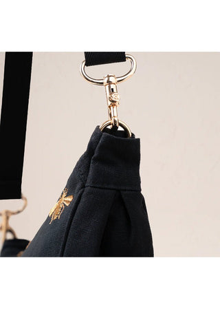 Elizabeth Scarlett Honey Bee Canvas Crossbody Sling Bag Charcoal - MMJs Fashion