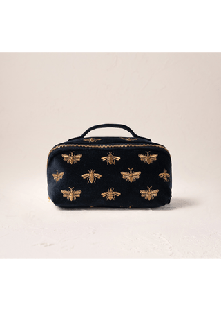 Elizabeth Scarlett Honey Bee Open Flat Makeup Bag Charcoal - MMJs Fashion