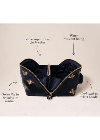 Elizabeth Scarlett Honey Bee Open Flat Makeup Bag Charcoal - MMJs Fashion