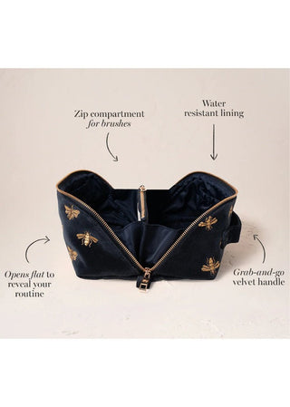 Elizabeth Scarlett Honey Bee Open Flat Makeup Bag Charcoal - MMJs Fashion