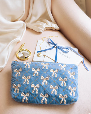 Elizabeth Scarlett Lattice Bows Everyday Pouch Dusky Blue - MMJs Fashion