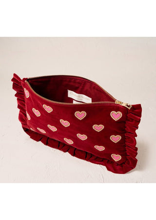 Elizabeth Scarlett Love Hearts Frill Pouch Rouge - MMJs Fashion