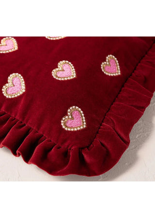 Elizabeth Scarlett Love Hearts Frill Pouch Rouge - MMJs Fashion