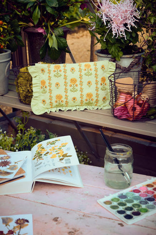 Elizabeth Scarlett Marigolds Frill Pouch Celadon Green - MMJs Fashion