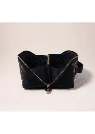 Elizabeth Scarlett Poppy Meadow Open Flat Makeup Bag Charcoal - MMJs Fashion