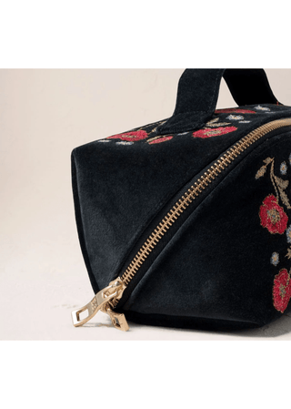 Elizabeth Scarlett Poppy Meadow Open Flat Makeup Bag Charcoal - MMJs Fashion