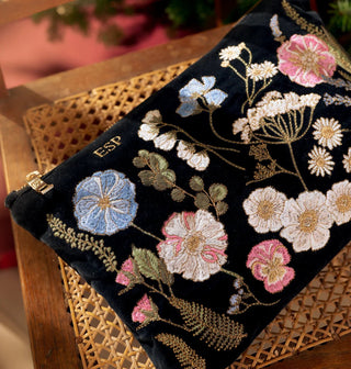 Elizabeth Scarlett Pressed Flowers Everyday Pouch Charcoal - MMJs Fashion