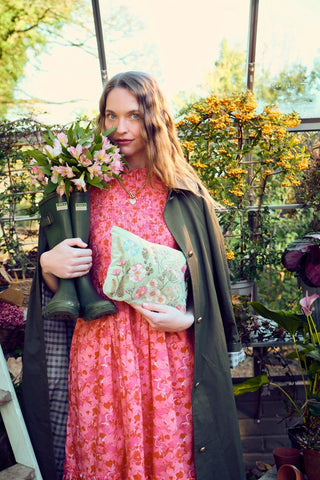 Elizabeth Scarlett Pressed Flowers Everyday Pouch Sage - MMJs Fashion