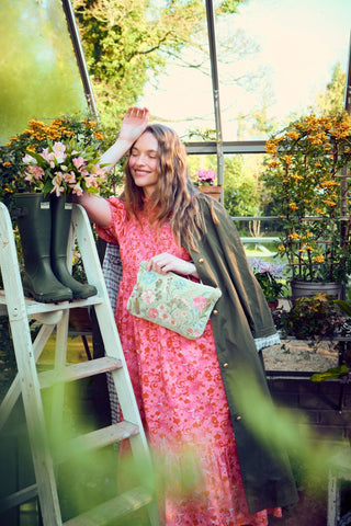 Elizabeth Scarlett Pressed Flowers Everyday Pouch Sage - MMJs Fashion