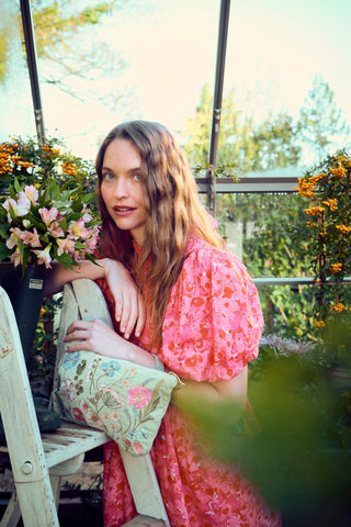 Elizabeth Scarlett Pressed Flowers Everyday Pouch Sage - MMJs Fashion