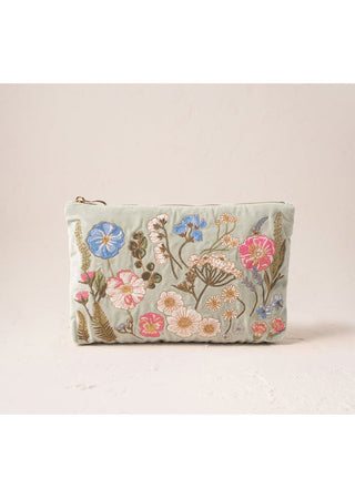Elizabeth Scarlett Pressed Flowers Everyday Pouch Sage - MMJs Fashion