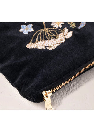 Elizabeth Scarlett Pressed Flowers Mini Pouch Charcoal - MMJs Fashion