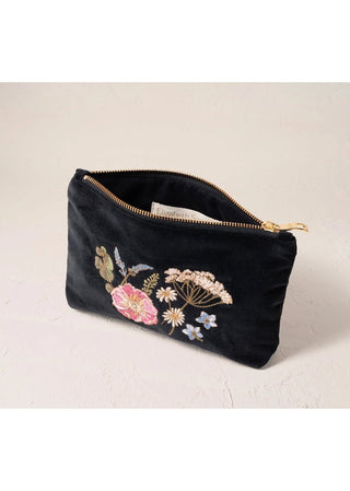 Elizabeth Scarlett Pressed Flowers Mini Pouch Charcoal - MMJs Fashion