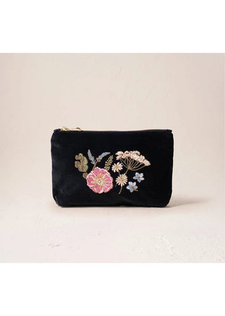 Elizabeth Scarlett Pressed Flowers Mini Pouch Charcoal - MMJs Fashion
