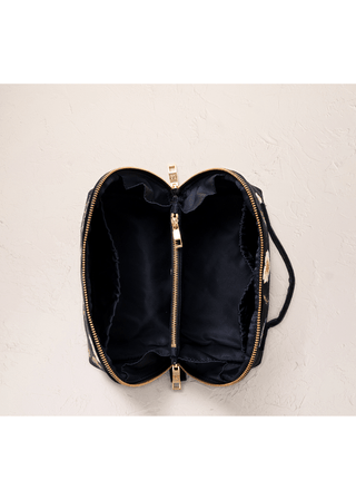 Elizabeth Scarlett Pressed Flowers Open Flat Makeup Bag Charcoal - MMJs Fashion