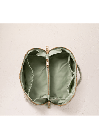 Elizabeth Scarlett Pressed Flowers Open Flat Makeup Bag Sage - MMJs Fashion