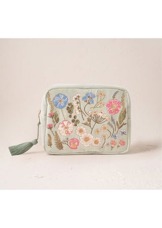 Elizabeth Scarlett Pressed Flowers Wash Bag Sage - MMJs Fashion