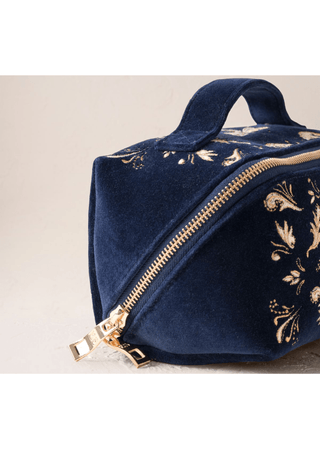 Elizabeth Scarlett Provençal Bee Open Flat Makeup Bag Navy - MMJs Fashion