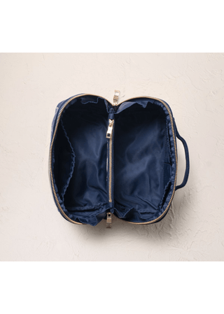 Elizabeth Scarlett Provençal Bee Open Flat Makeup Bag Navy - MMJs Fashion