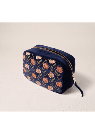 Elizabeth Scarlett Rose Makeup Bag Navy Blue - MMJs Fashion