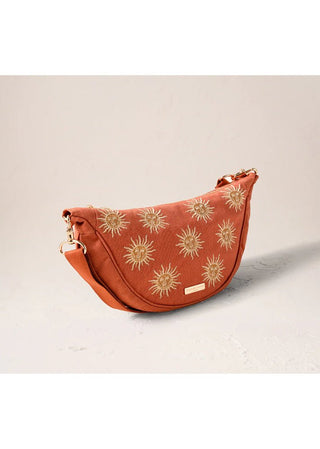 Elizabeth Scarlett Sun Goddess Canvas Canvas Crossbody Sling Bag Rust - MMJs Fashion