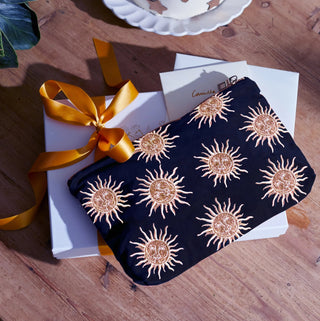 Elizabeth Scarlett Sun Goddess Everyday Pouch in Navy Velvet - MMJs Fashion