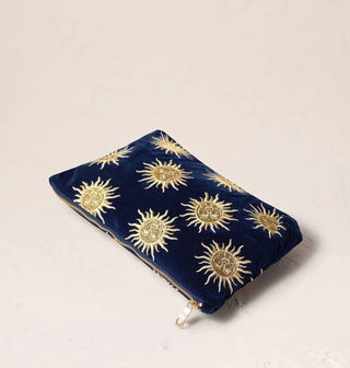 Elizabeth Scarlett Sun Goddess Everyday Pouch in Navy Velvet - MMJs Fashion