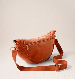 Elizabeth Scarlett Sun Goddess Velvet Crossbody Sling Bag Rust - MMJs Fashion