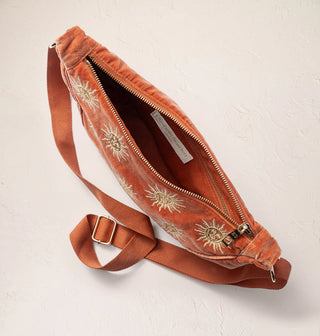 Elizabeth Scarlett Sun Goddess Velvet Crossbody Sling Bag Rust - MMJs Fashion