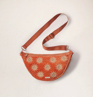 Elizabeth Scarlett Sun Goddess Velvet Crossbody Sling Bag Rust - MMJs Fashion