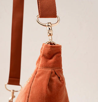 Elizabeth Scarlett Sun Goddess Velvet Crossbody Sling Bag Rust - MMJs Fashion
