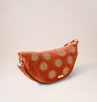 Elizabeth Scarlett Sun Goddess Velvet Crossbody Sling Bag Rust - MMJs Fashion