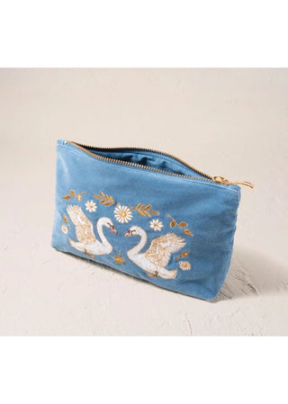 Elizabeth Scarlett Swan Garden Mini Pouch Dusky Blue - MMJs Fashion