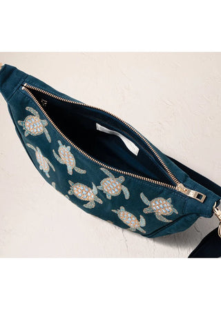 Elizabeth Scarlett Turtle Conservation Canvas Crossbody Sling Bag Marine Navy - MMJs Fashion