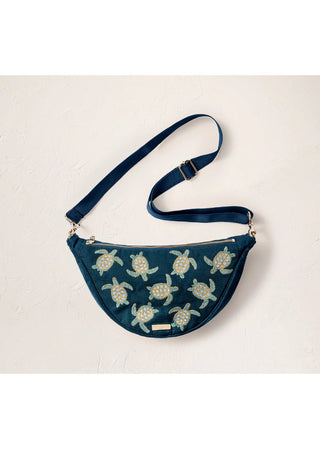 Elizabeth Scarlett Turtle Conservation Canvas Crossbody Sling Bag Marine Navy - MMJs Fashion