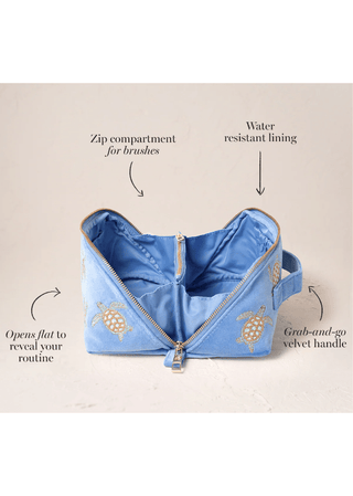 Elizabeth Scarlett Turtle Conservation Open Flat Makeup Bag Blue - MMJs Fashion