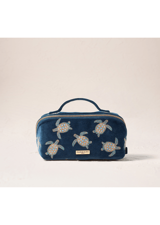 Elizabeth Scarlett Turtle Conservation Open Flat Makeup Bag Marine Navy - MMJs Fashion