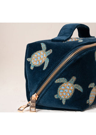 Elizabeth Scarlett Turtle Conservation Open Flat Makeup Bag Marine Navy - MMJs Fashion