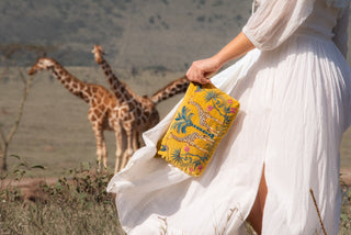 Elizabeth Scarlett Wild Giraffe Everyday Pouch Mustard Yellow - MMJs Fashion
